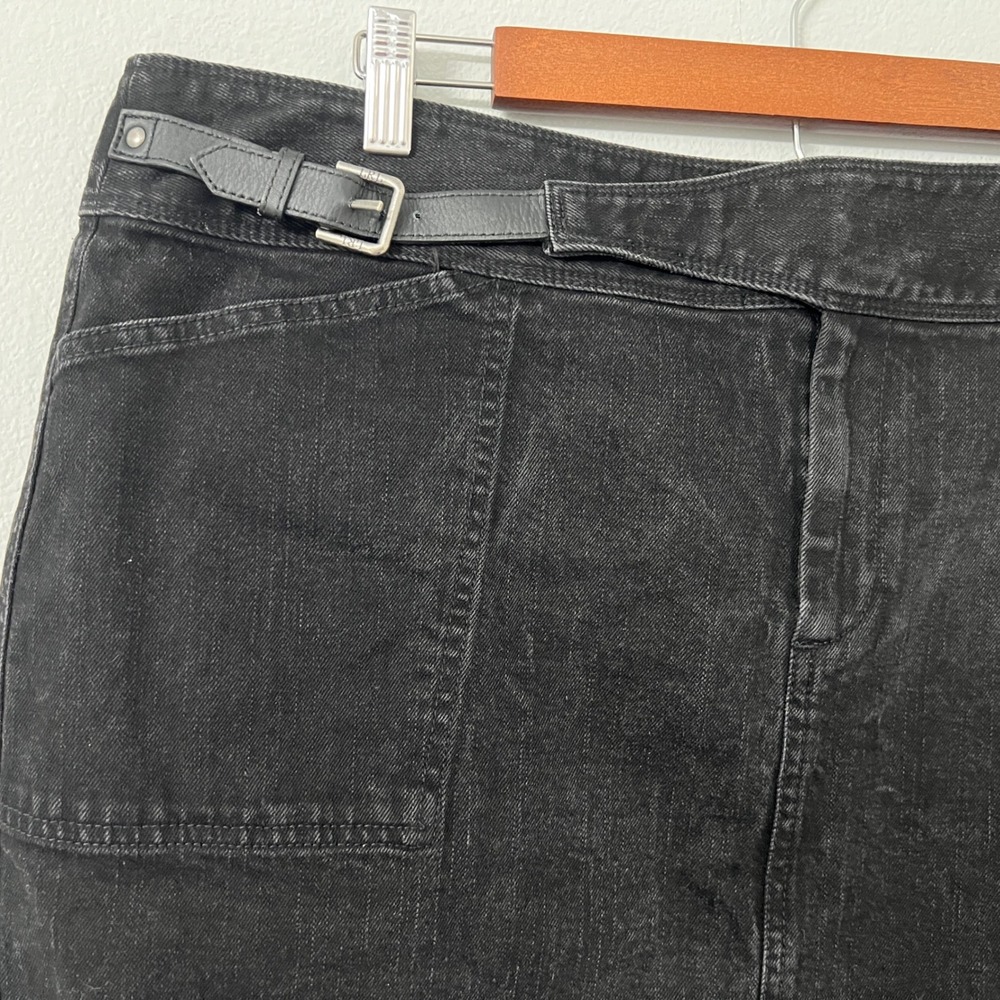 Lauren Ralph Lauren Womens 16W Black Denim Utility Skirt Belted Knee Length Y2K - Picture 3 of 9